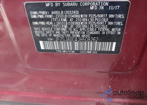 2018 Subaru Forester 2.5I Premium from USA, damaged, VIN JF2SJAGC4JH508262